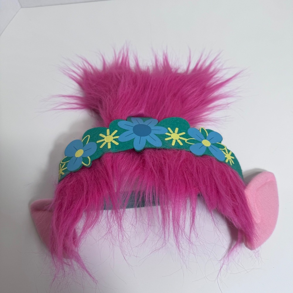 DreamWorks Trolls World Tour Poppy Pink Hair Headband Ears Floral Crown‎ Costume